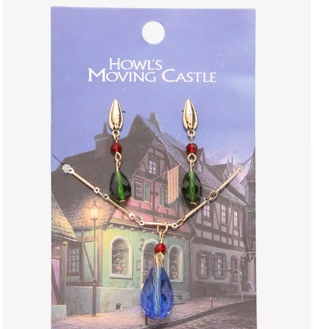 Howl's Moving Castle Necklace & Earrings Set